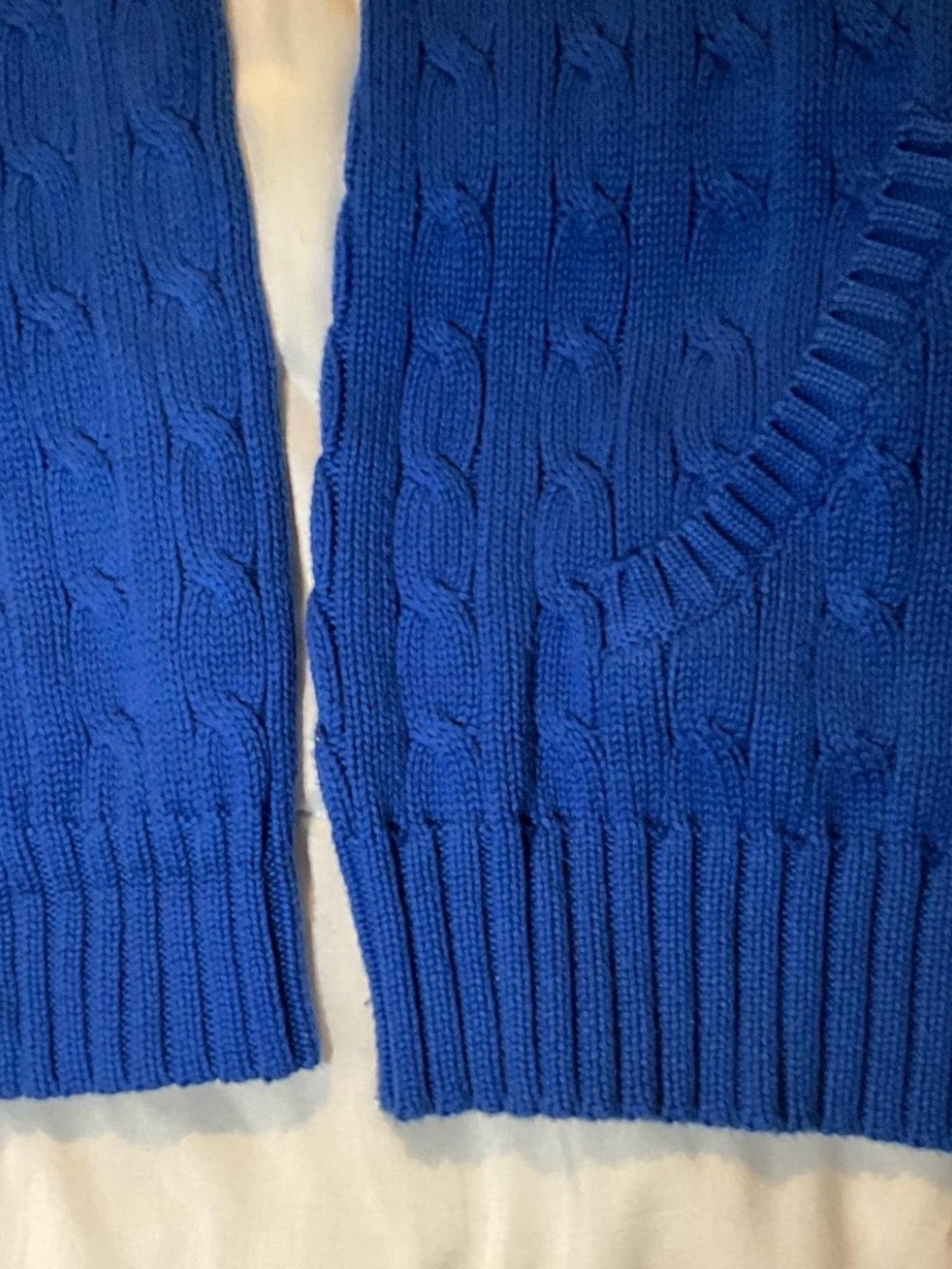 Polo Ralph Lauren Sport Blue Cable Knit Full Zip Hoodie Sweater L - Picture 6 of 7